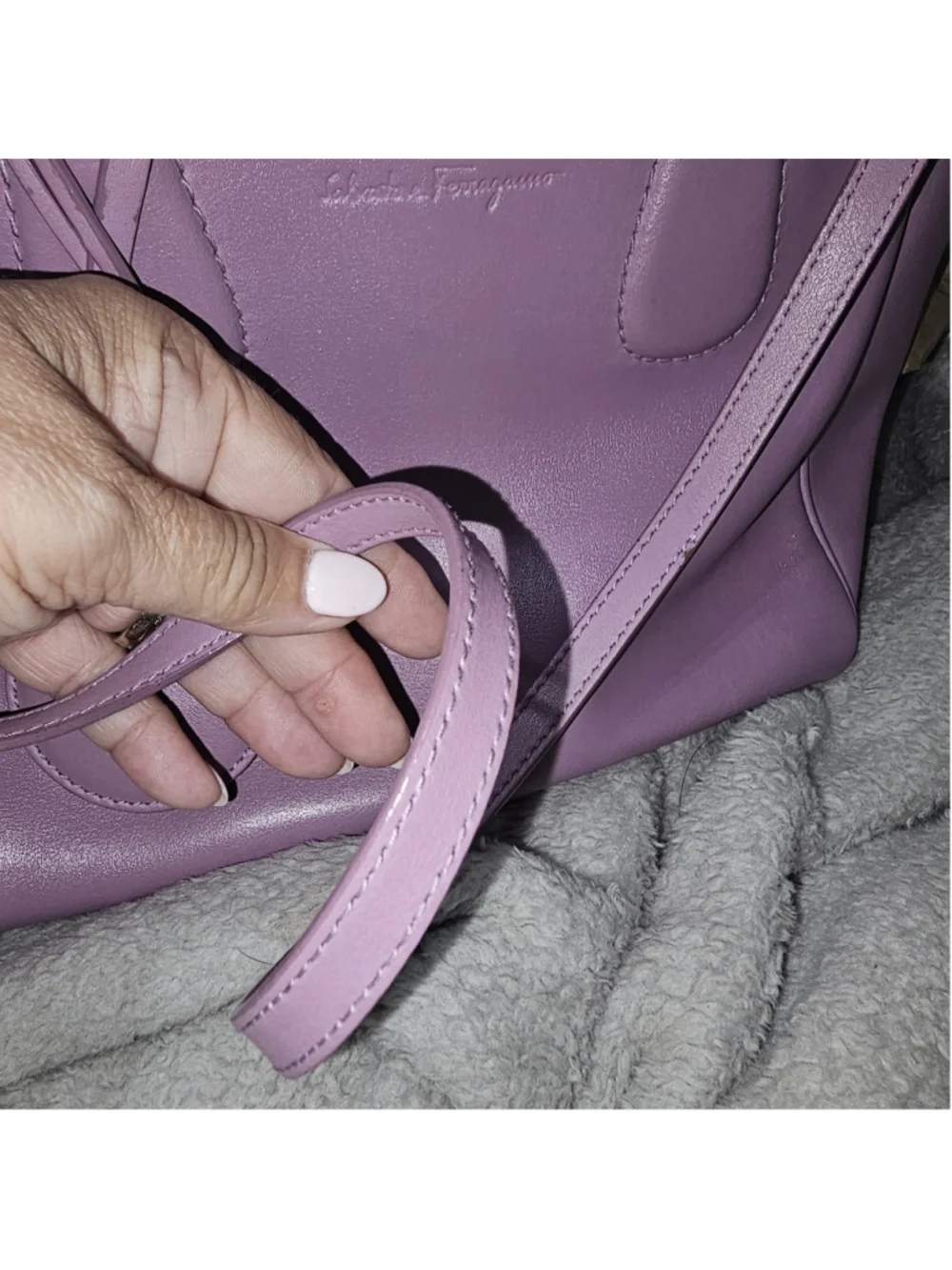 Women's Salvatore Ferragamo Leather Tote Bag One Size Purple